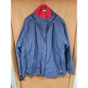 L.L. Bean  Long‎ Sleeve Snap Button Full Zip Up Outdoor Hoodie Jacket Navy